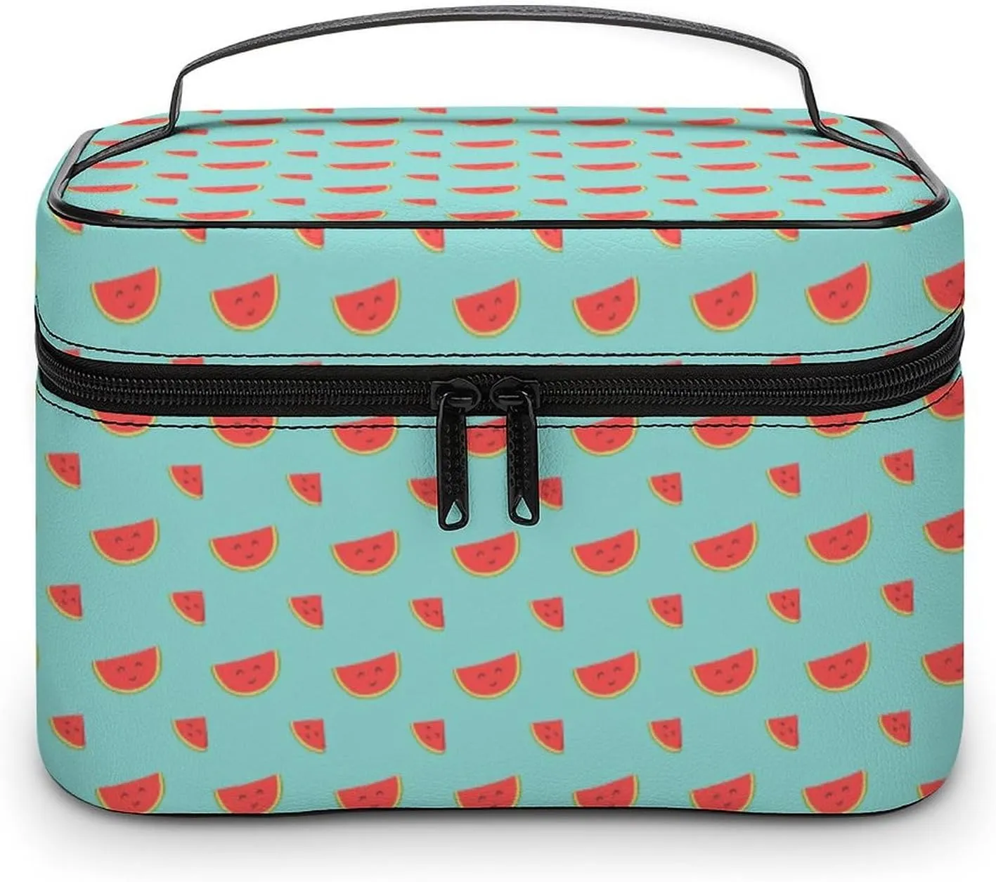 Cartoon Cute Red Watermelon Makeup Bags For Women Travel Cosmetic Bag Large Waterproof Skincare Toiletry Bags With Handle Cosmetic Organizer Portable Make Up Box For Wedding Party