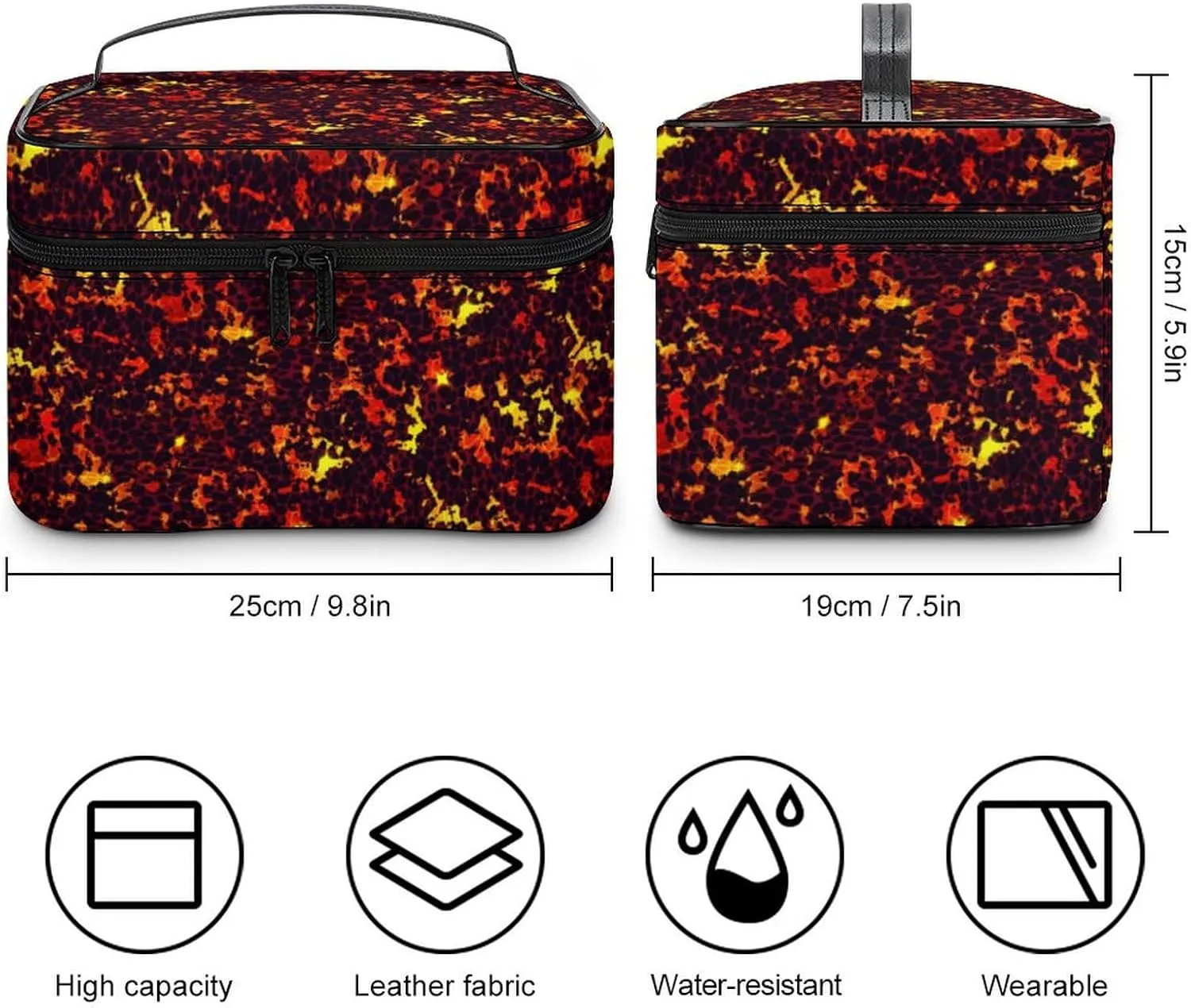 Cartoon Games Lava Print Makeup Bags For Women Travel Cosmetic Bag Large Waterproof Skincare Toiletry Bags With Handle Cosmetic Organizer Portable Make Up Box For Wedding Party