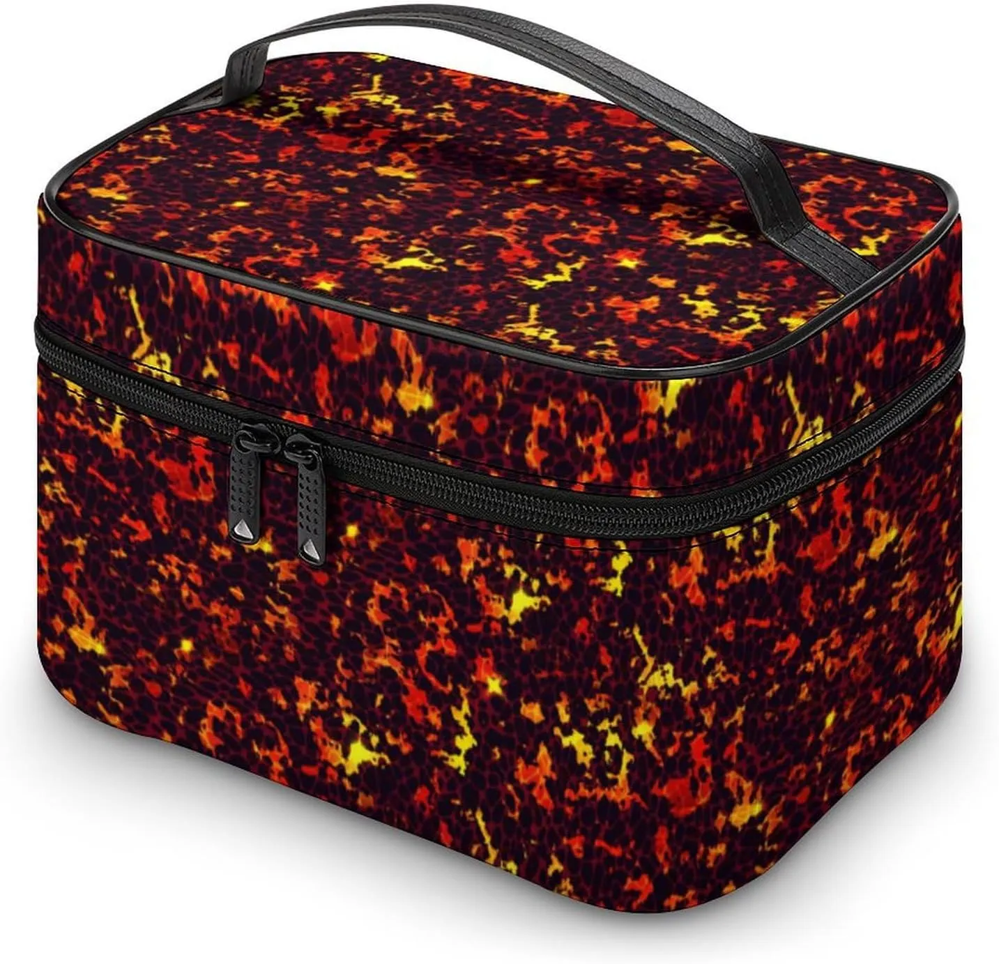 Cartoon Games Lava Print Makeup Bags For Women Travel Cosmetic Bag Large Waterproof Skincare Toiletry Bags With Handle Cosmetic Organizer Portable Make Up Box For Wedding Party