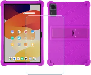 Case for Teclast T65 Max Tablet   Tempered Glass Screen Protector Protective Film,Soft Gel Purple Shell Silicone Tablet Cover for Teclast T65 Max (12.95")