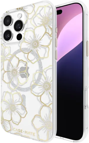 Case-Mate iPhone 16 Pro Max Case [Compatible with MagSafe] - Sparkly Floral Phone Case with 12ft Drop Protection - Premium Magnetic Cover for iPhone 16 Pro Max - Floral Gems
