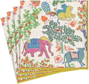Caspari Le Jardin De Mysore Paper Cocktail Napkins - Four Packs of 20