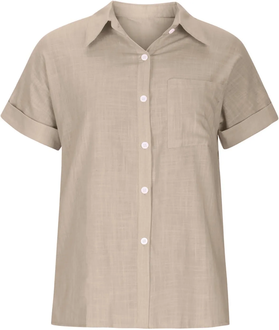 Ceboyel Women Cotton Linen Summer Shirts Collared Button Down Blouses Gauze Short Sleeve Tops Causal Ladies Outfits 2023