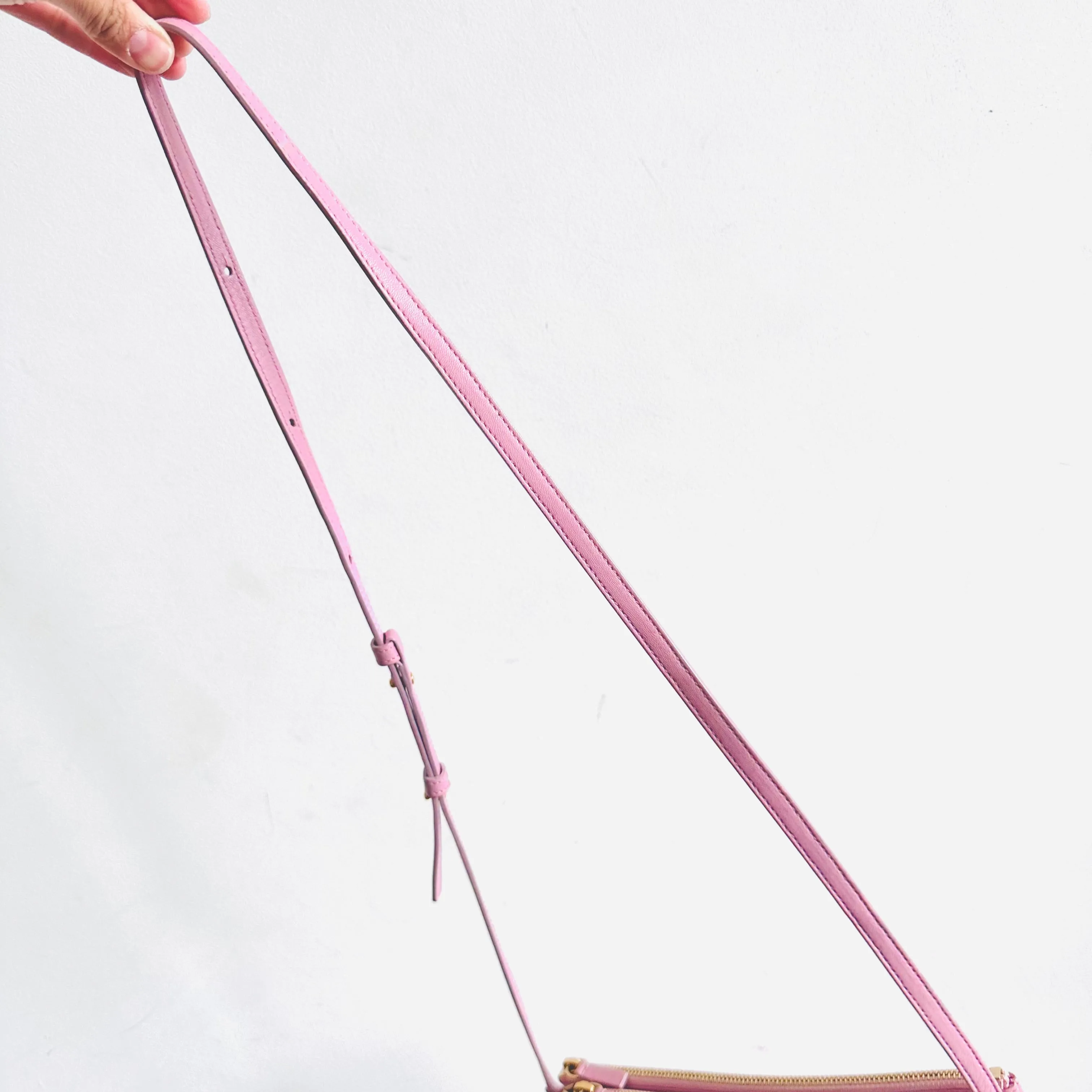 Celine Bubblegum Baby Pink GHW Large Trio Logo Shoulder Sling Bag / Pouch Case Clutch