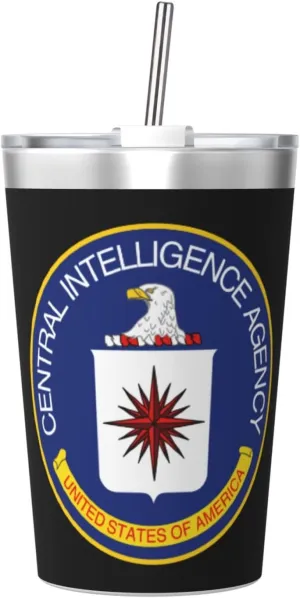 Central Intelligence Agency Cia Insulated Stainless Steel Tumbler 12 Oz Thermos Come With Straw Leak-Proof Travel Mug Cup