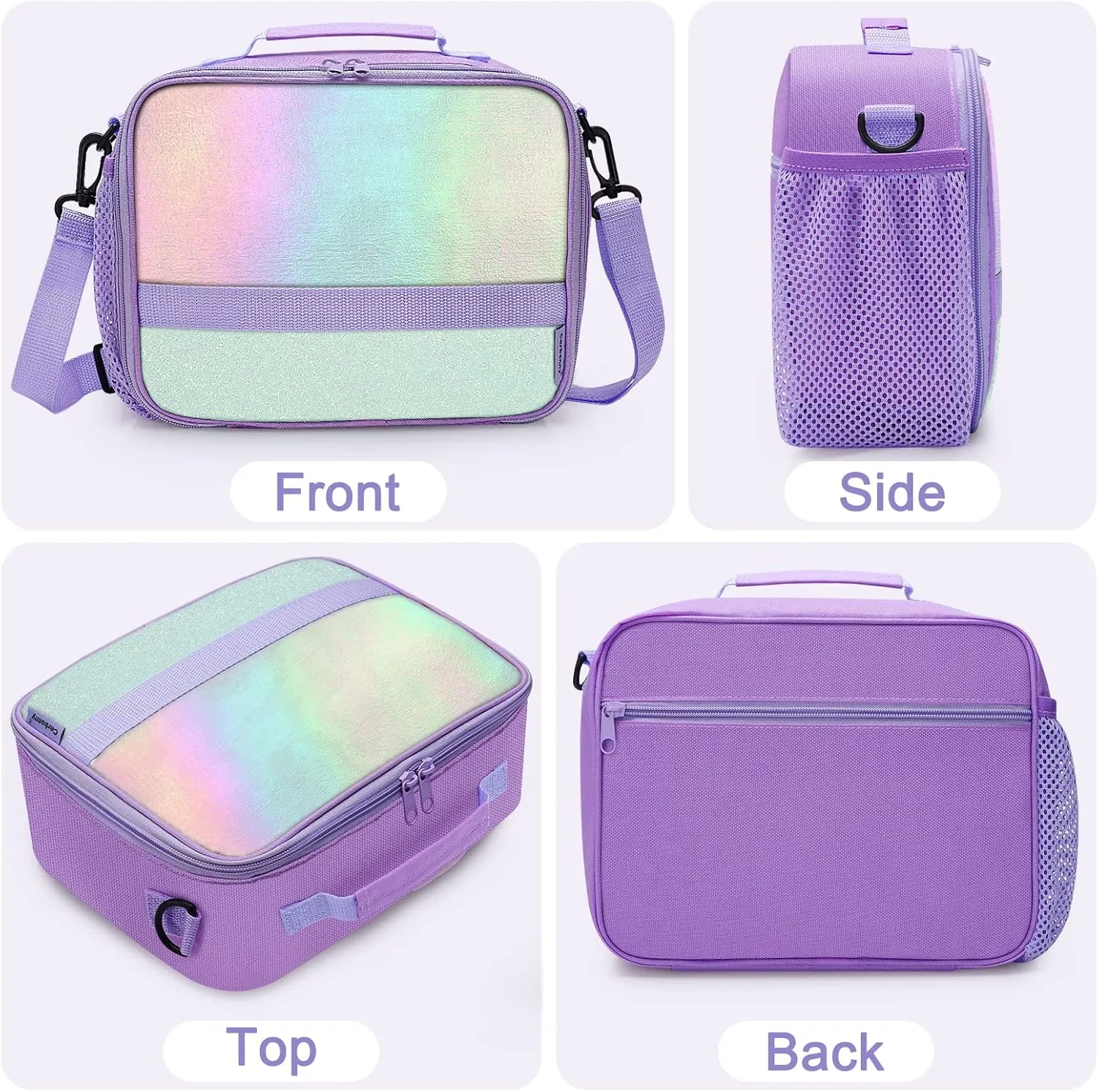 Cerbonny Kids Lunch Box, Crystal Purple, Insulated, Durable, Adjustable Shoulder Strap, Keeps Food Warm, Ideal for School and Travel