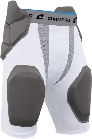 CHAMPRO Youth FPGU6 Tri-Flex 5-Pad Integrated Girdle, White/Grey Inset, M