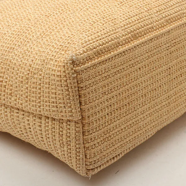 Chanel Around 1992 Made Straw Turn-Lock Shoulder Bag Beige