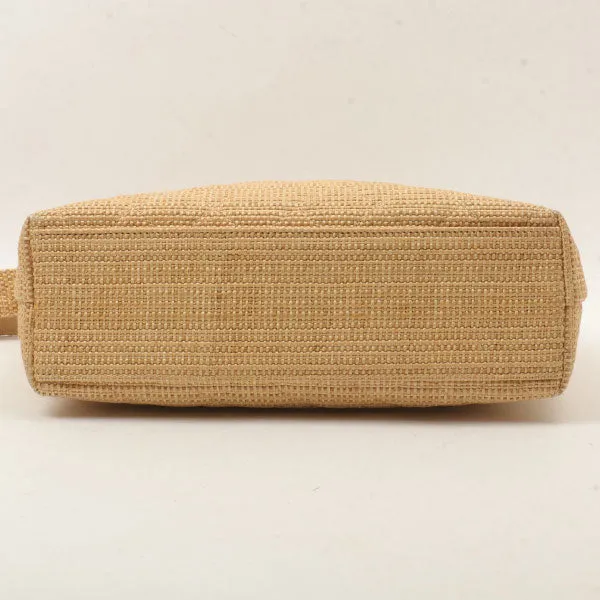 Chanel Around 1992 Made Straw Turn-Lock Shoulder Bag Beige