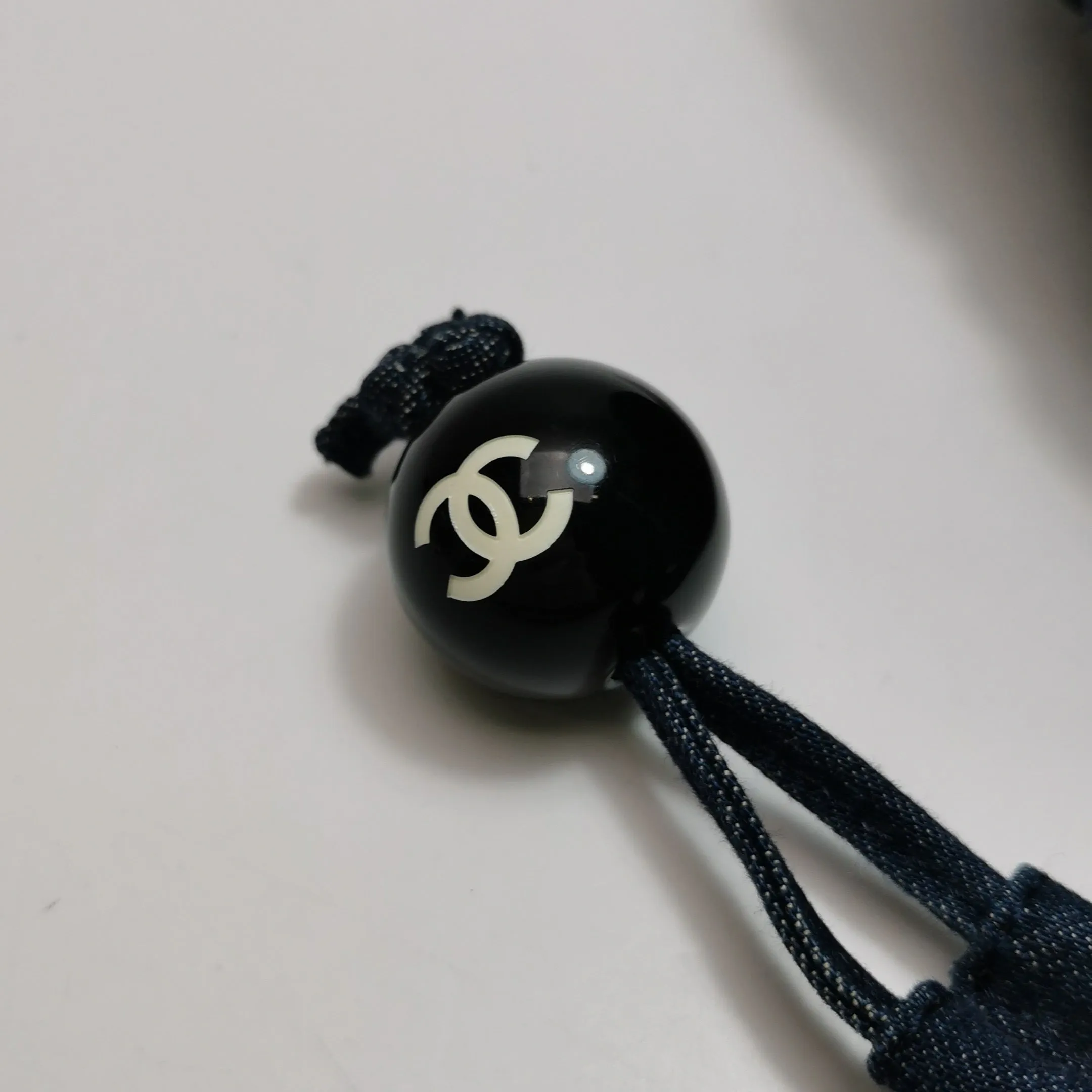 Chanel Drawstring Handbag Woven Denim and Straw