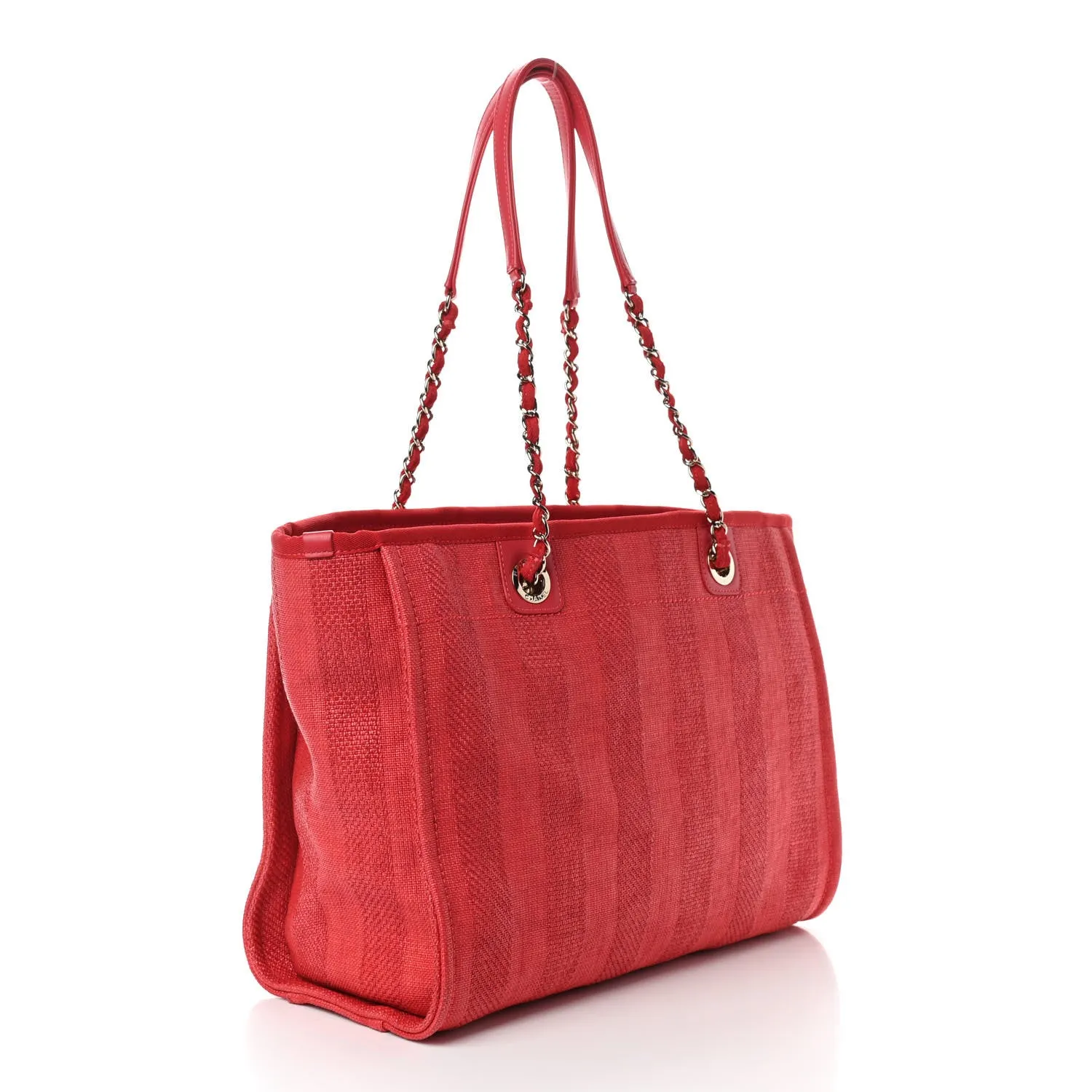 CHANEL Mixed Fibers Striped Deauville Tote