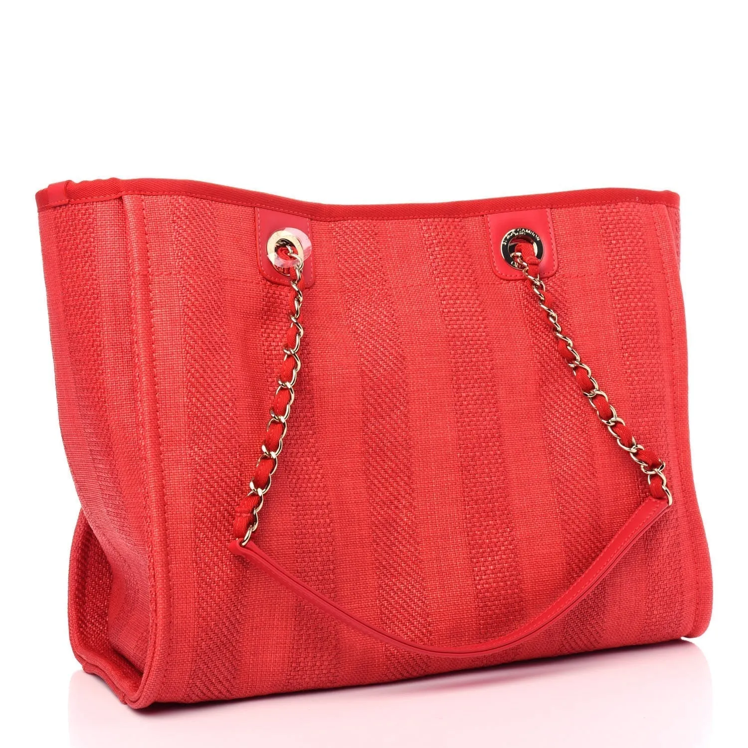 CHANEL Mixed Fibers Striped Deauville Tote