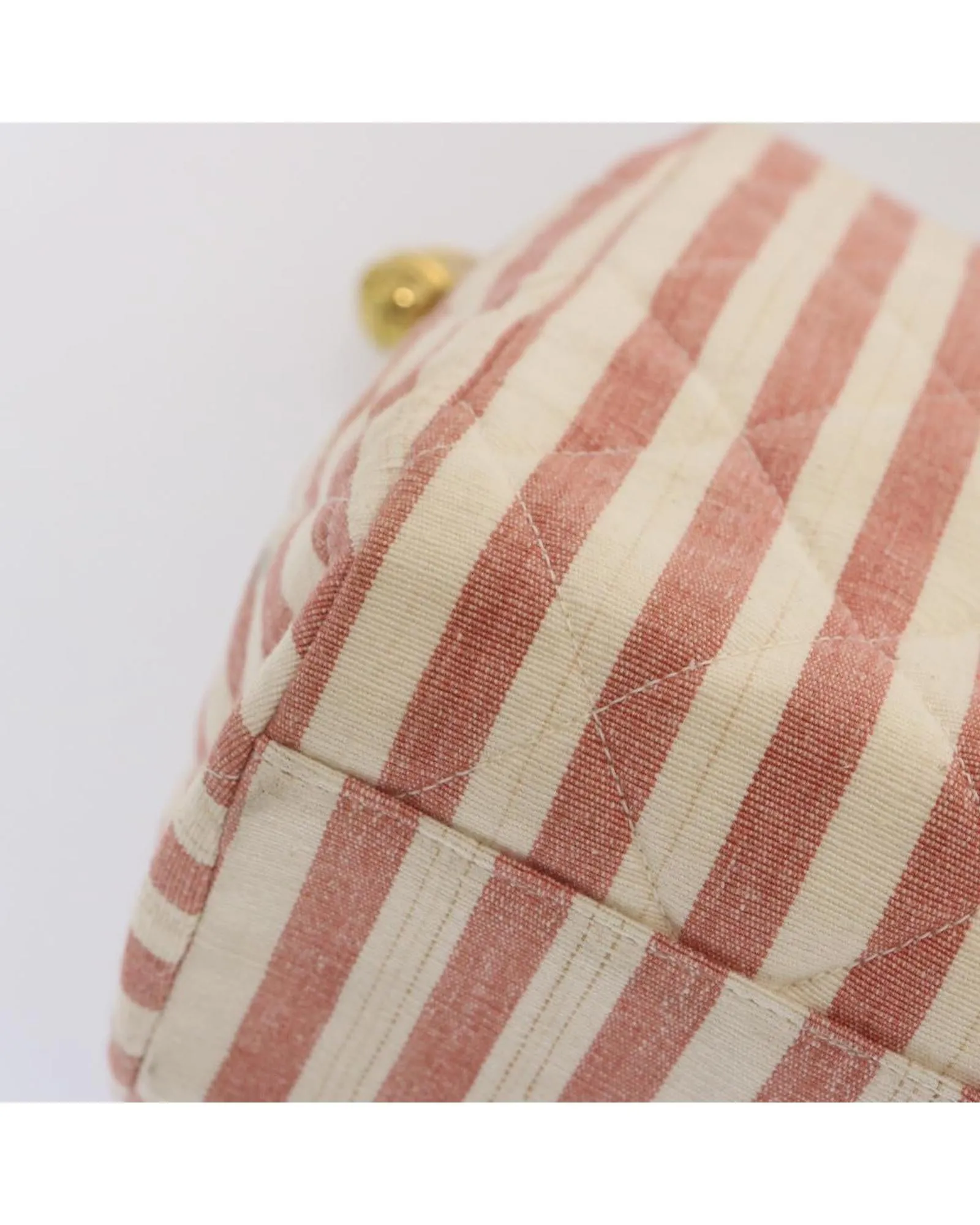 CHANEL Quilted Striped Shoulder Bag Model Pink and White