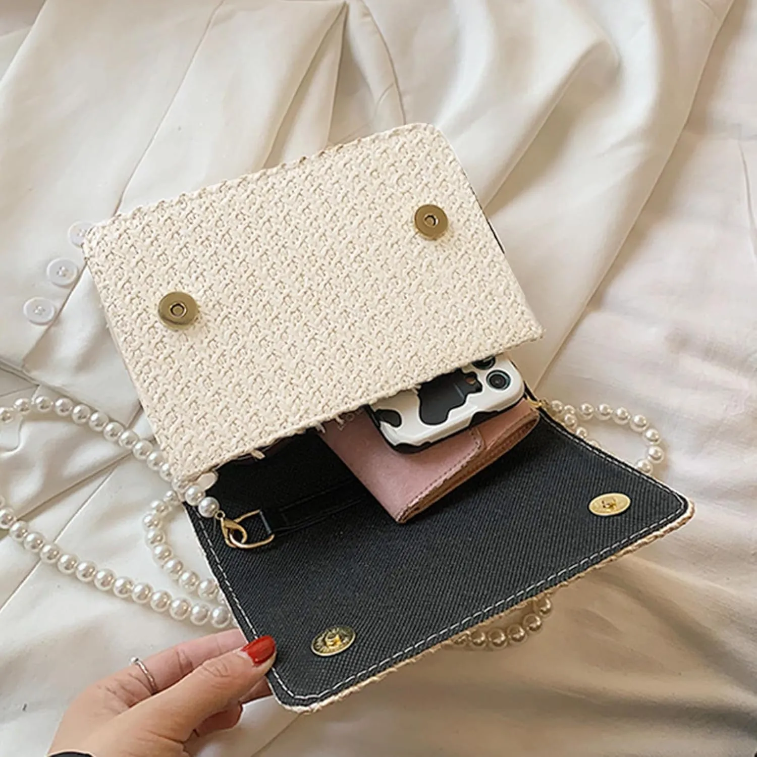 CHARMORE Crossbody Bag for Women Small Straw Beach Shoulder Bag Stylish Woven Bags Travel Handbags