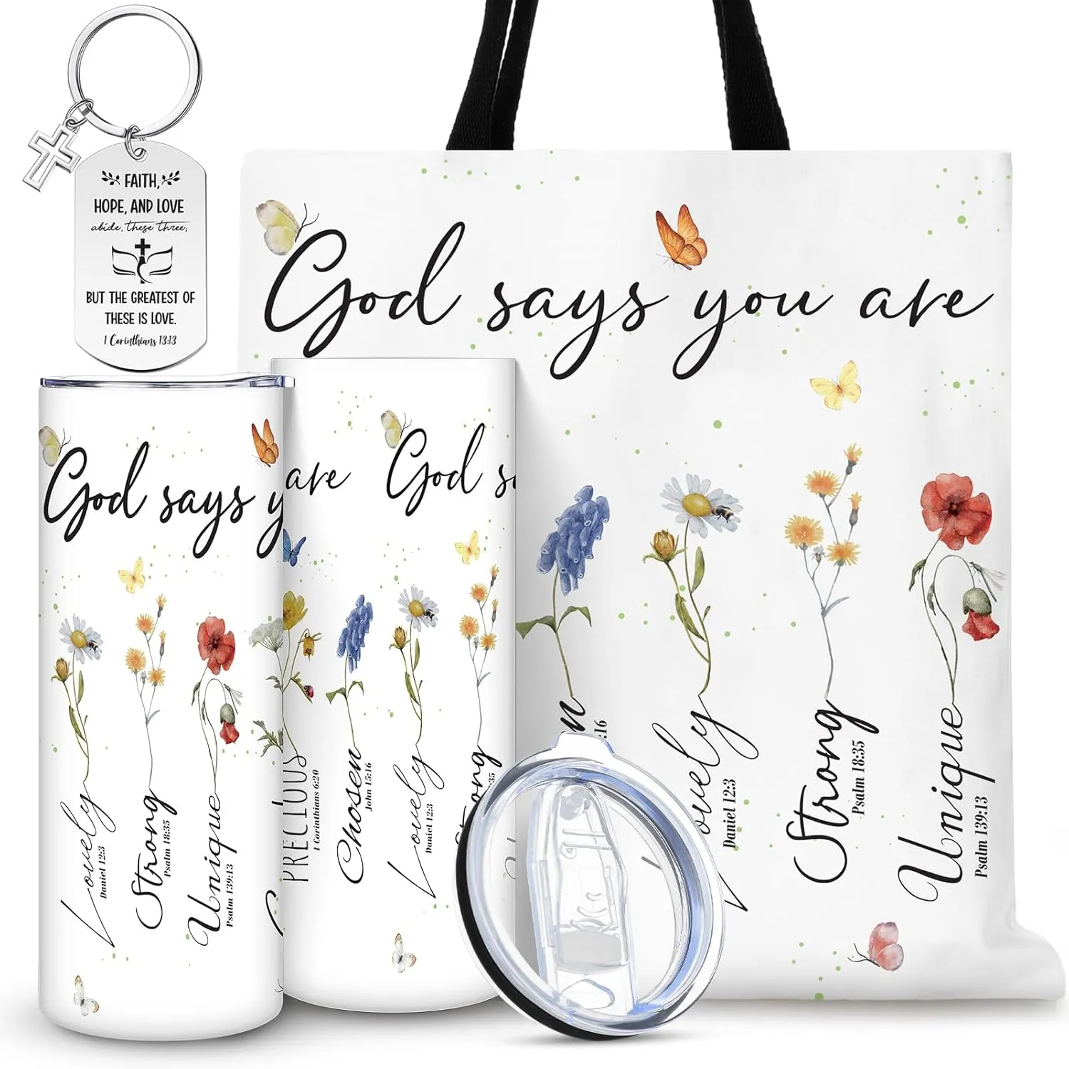 Christian Gifts for Women Faith Religious Spiritual Inspirational Gift Mothers Day Christian Tumbler Bible Tote Bag Regalos Cristianos En Español for Mom Sister Wife(God Says You Are)