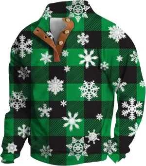 Christmas Sweaters Men Ugly Sweatshirts Funny Holiday Pullovers Button Long Sleeve Lightweight Big Tall Polo Shirts