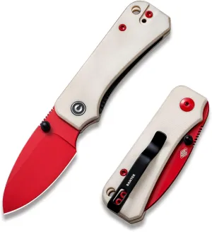 CIVIVI Baby Banter Pocket Knife for EDC, Ben Petersen Folding Knife with 2.34 in Nitro V Steel Blade G10 Handle, Titanium Thumb Stud Opener C19068S-7(Red)