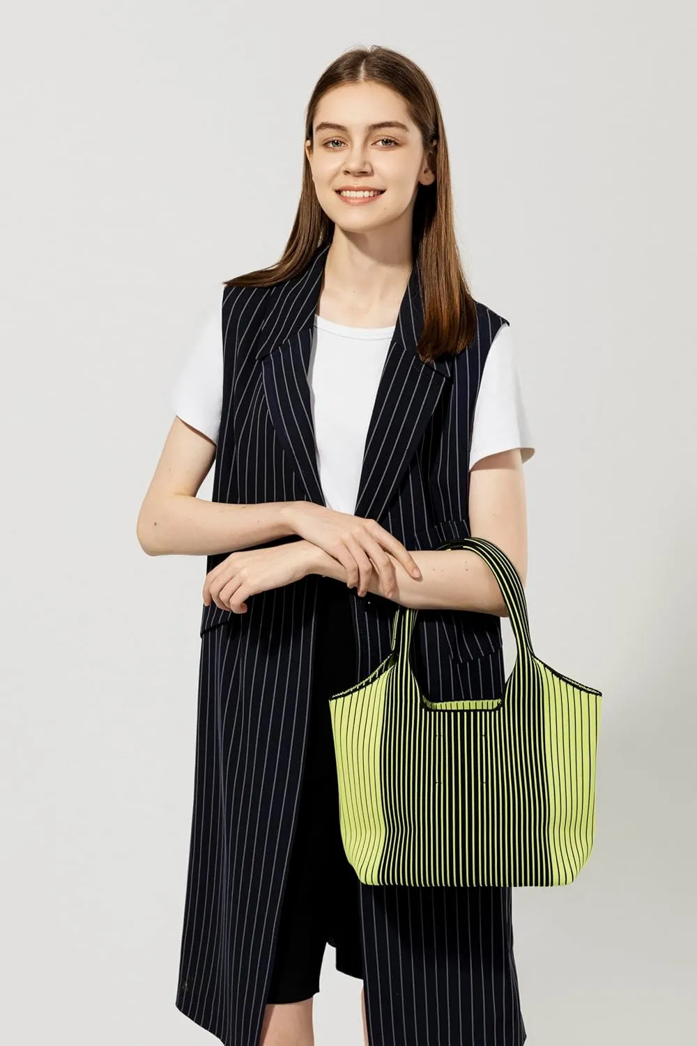 Classic Fashion Women's Striped Handbag, Knitted Bag, Large Capacity, Eco-friendly Materials