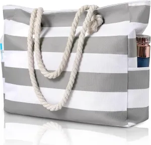 Clothirily Beach Bag for Women - Large Beach Tote Bag, Waterproof Sandproof Beach Bag with Zipper, Large Swim Pool Beach Tote