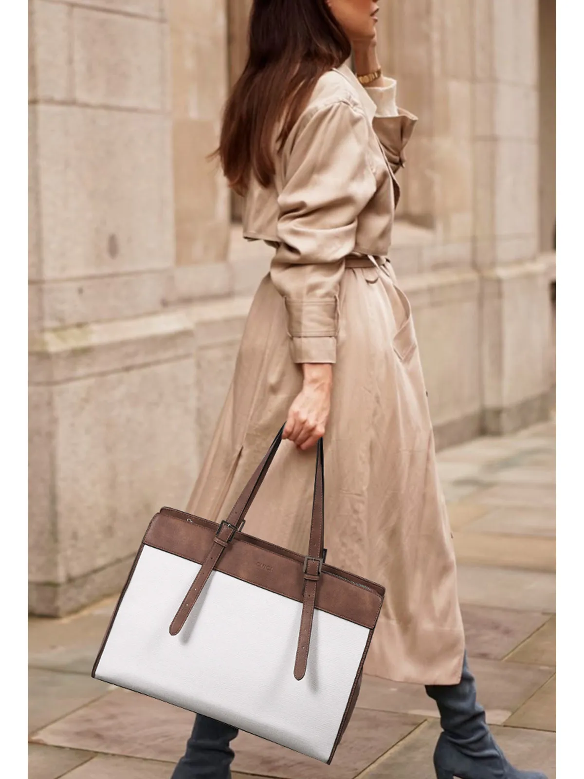 CLUCI Laptop Tote Bag for women 15.6 inch Canvas Work Handbag Large Women's briefcase Office Shoulder Bag