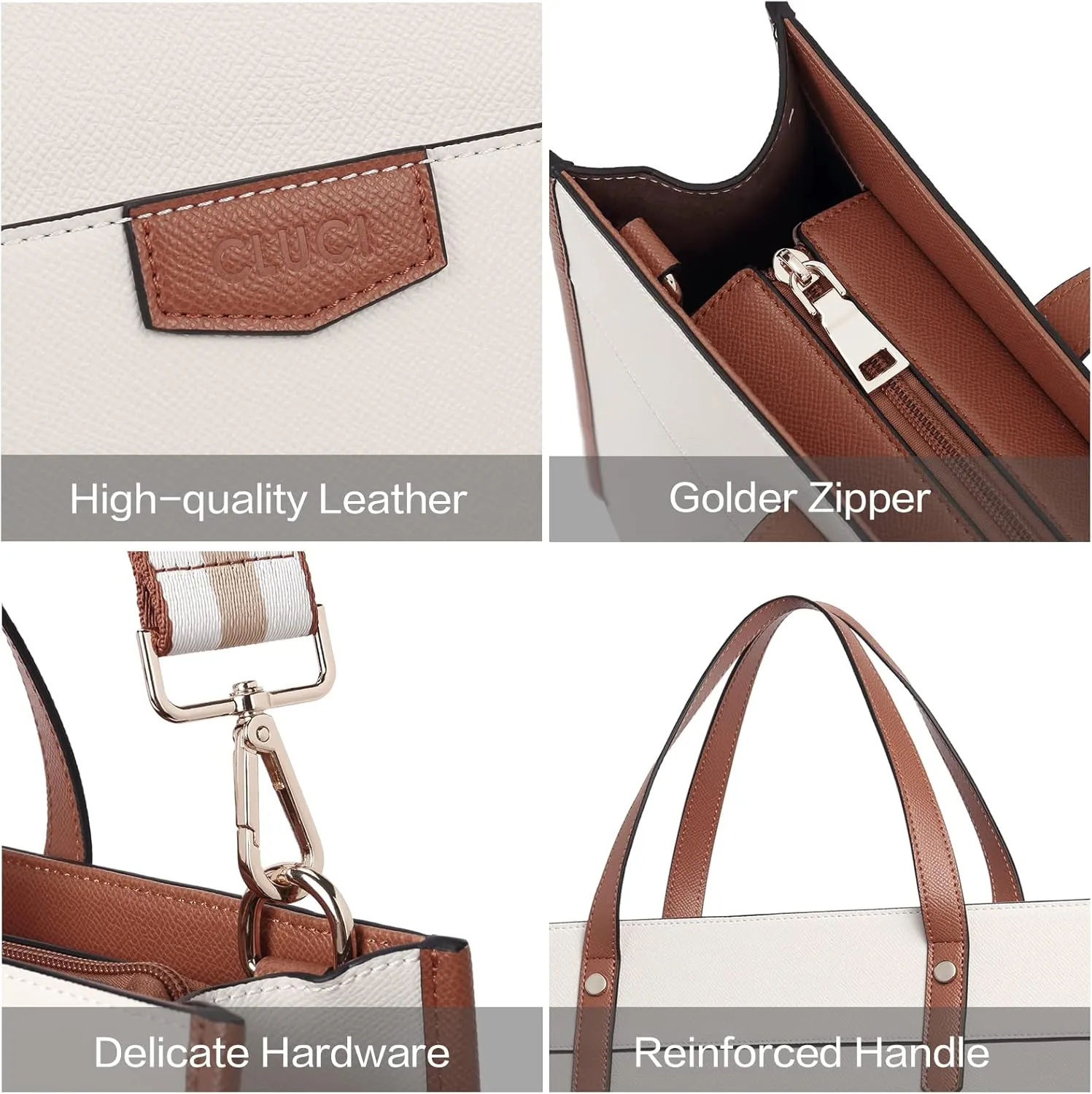 CLUCI Laptop Tote Bag for women 15.6 inch Computer Briefcase Leather Work Shoulder Bags Handbag for Office,School,Travel