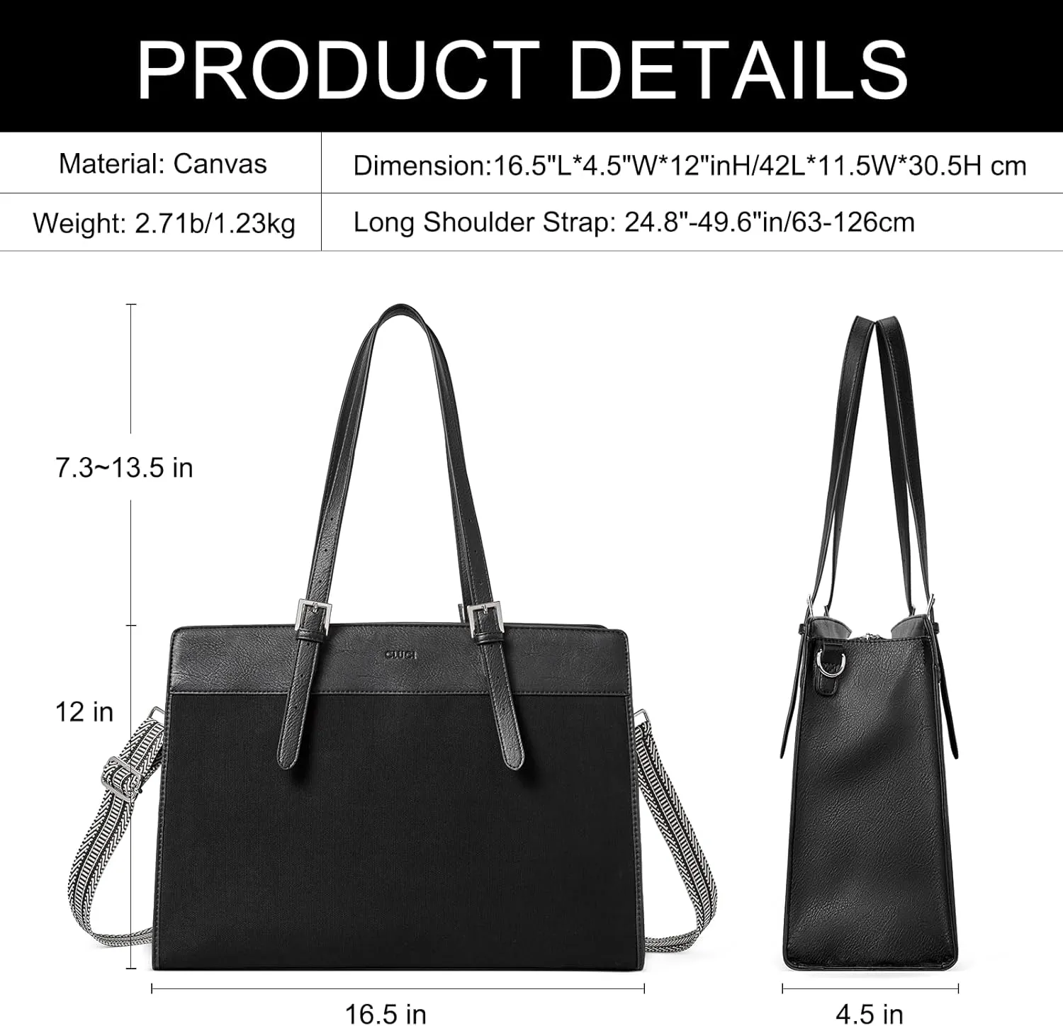 CLUCI Laptop Tote Bag for women 15.6 inch Computer Briefcase Leather Work Shoulder Bags Handbag for Office,School,Travel