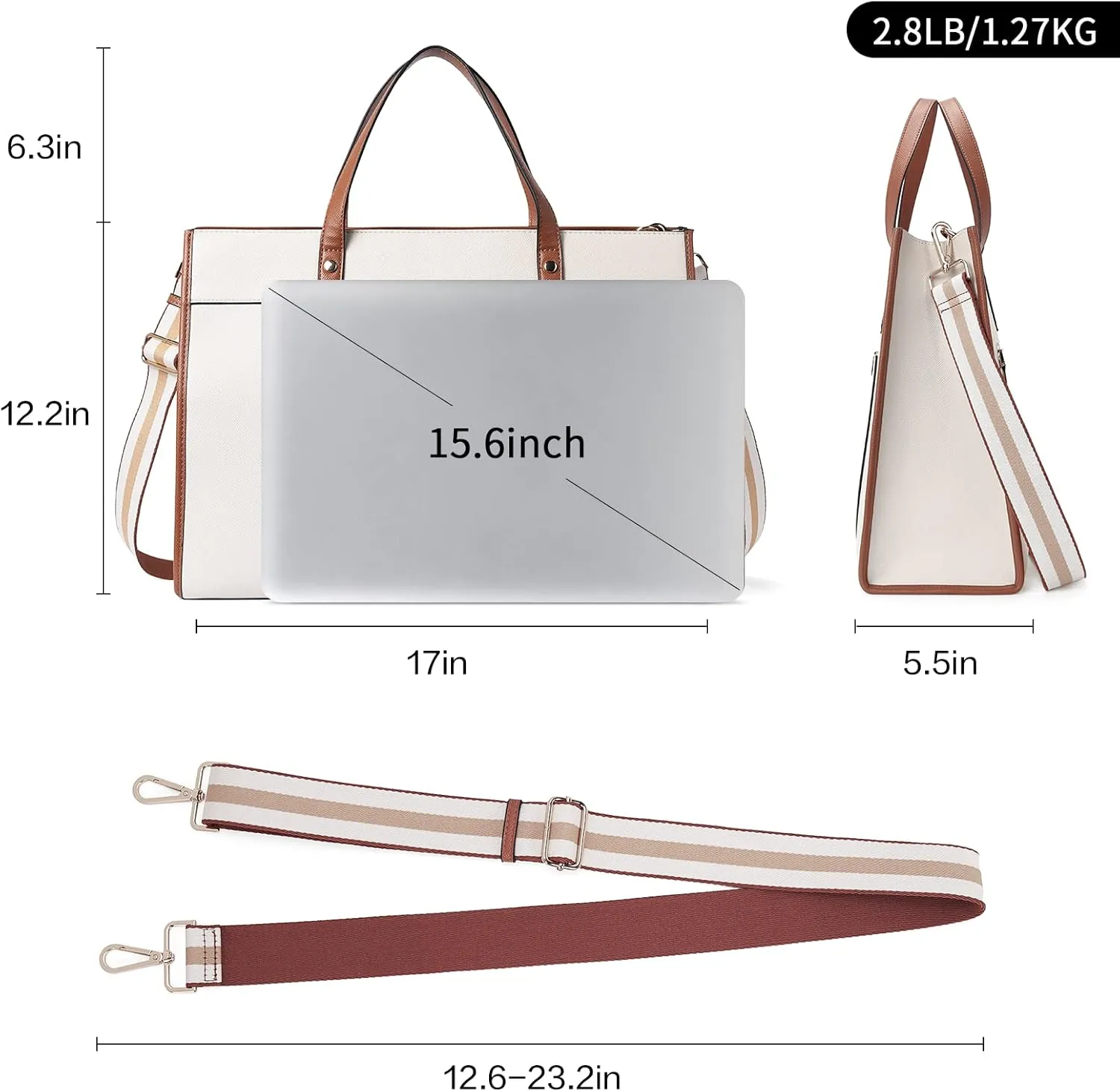 CLUCI Laptop Tote Bag for women 15.6 inch Computer Briefcase Leather Work Shoulder Bags Handbag for Office,School,Travel