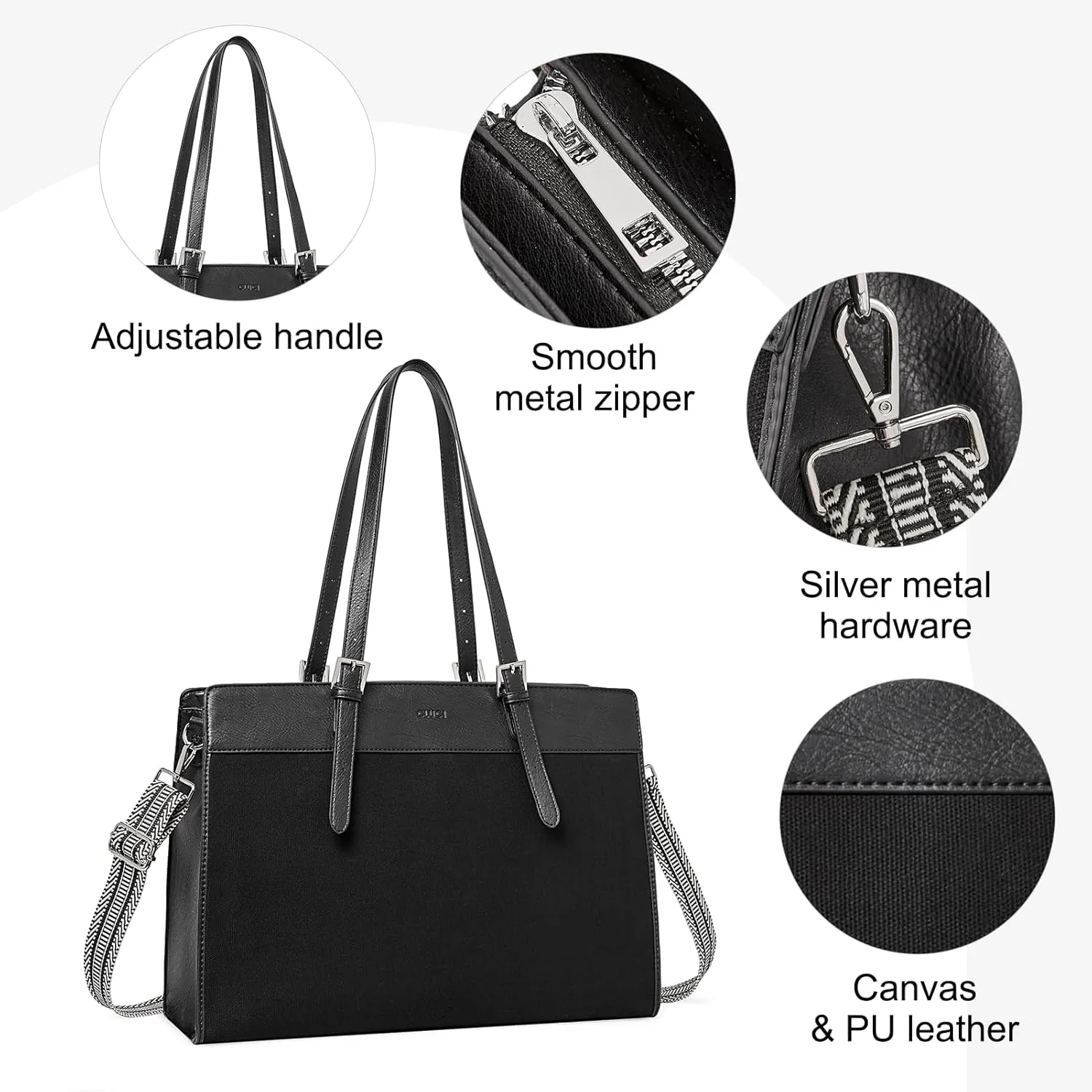 CLUCI Laptop Tote Bag for women 15.6 inch Computer Briefcase Leather Work Shoulder Bags Handbag for Office,School,Travel
