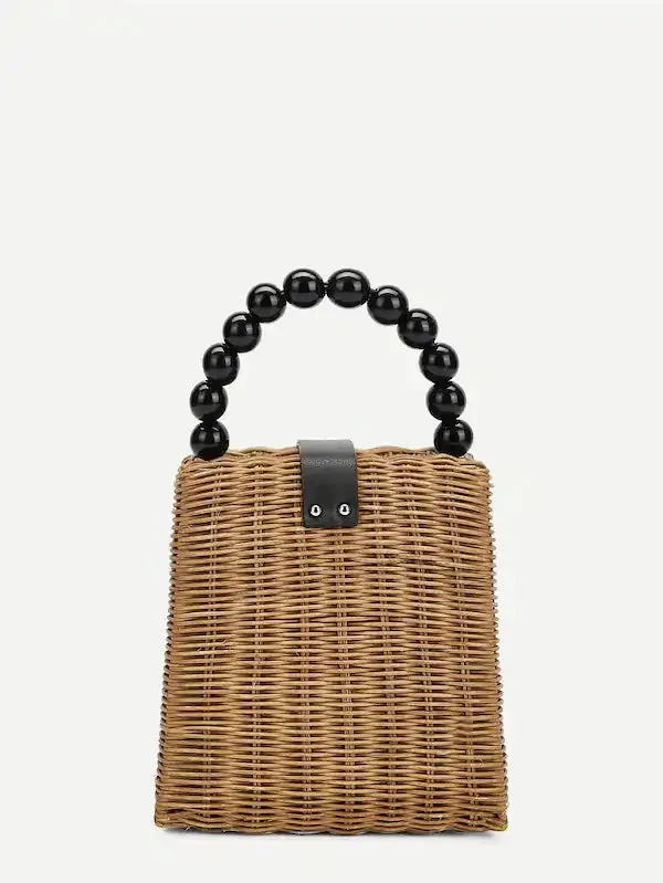 CM-BGS116711 Women Trendy Mini Twist Lock Box Bag With Ball Handle - Coffee