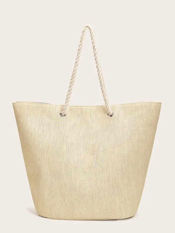 CM-BGS411717 Women Casual Seoul Style Sequin Eye Pattern Tote Bag - Beige
