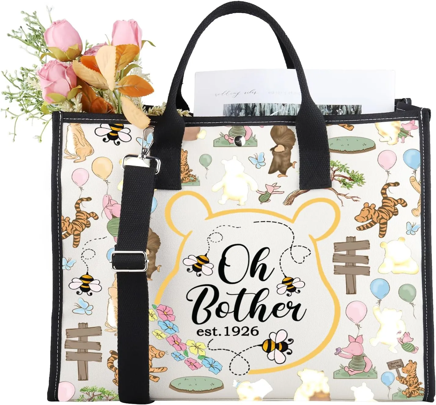 CMNIM Bear Tote Bag Oh Bother Est Inspired Tote Pigl-t Tig-er Rabbit Eey-re Merch Gift Friendship Shoulder Bag