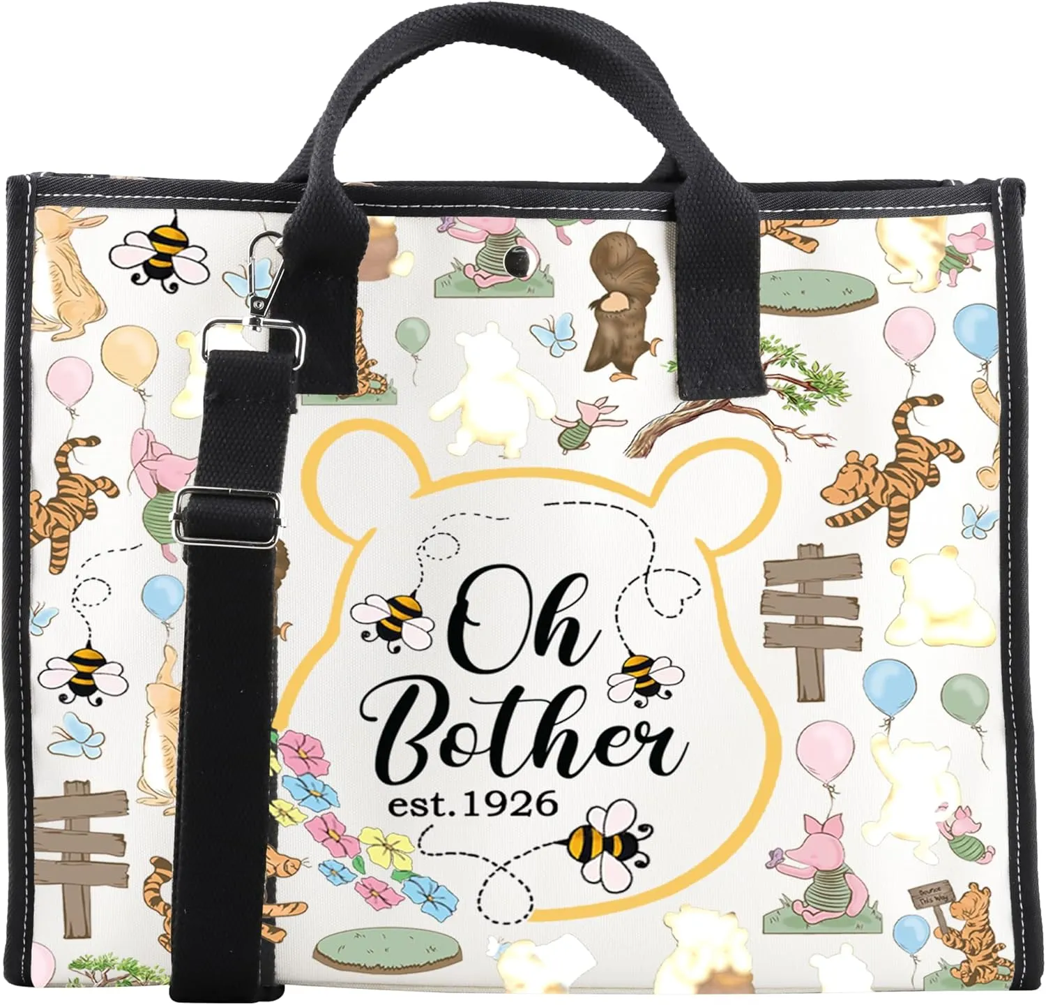 CMNIM Bear Tote Bag Oh Bother Est Inspired Tote Pigl-t Tig-er Rabbit Eey-re Merch Gift Friendship Shoulder Bag