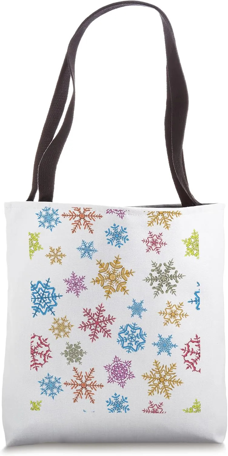 Colored Snowflakes - Water Crystals - Snowfall - Winter Tote Bag