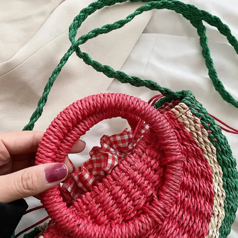 Colorful Shell Woven Straw Bag