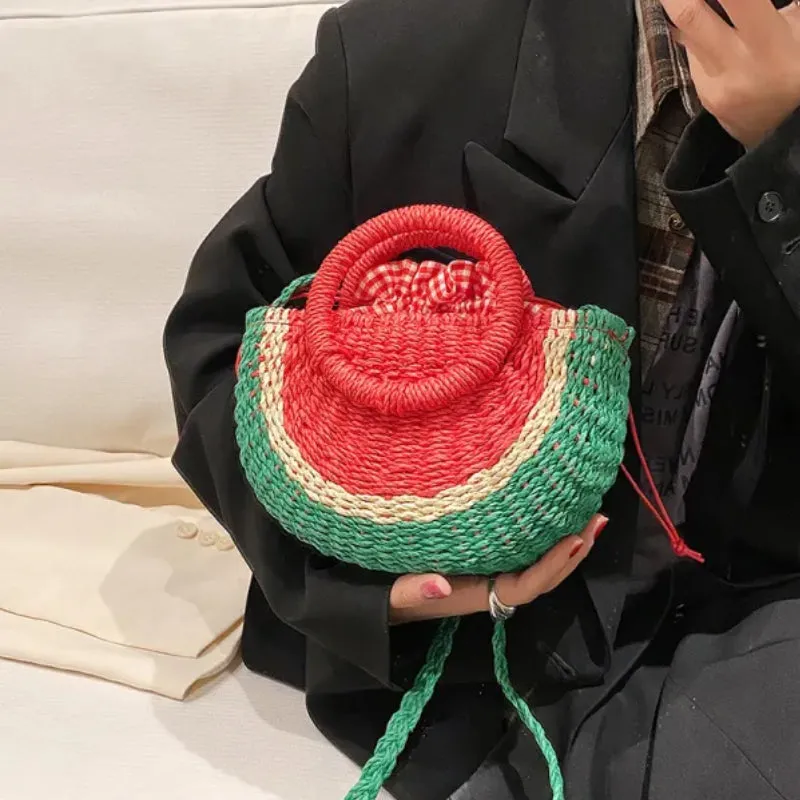 Colorful Shell Woven Straw Bag