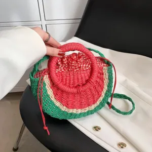 Colorful Shell Woven Straw Bag