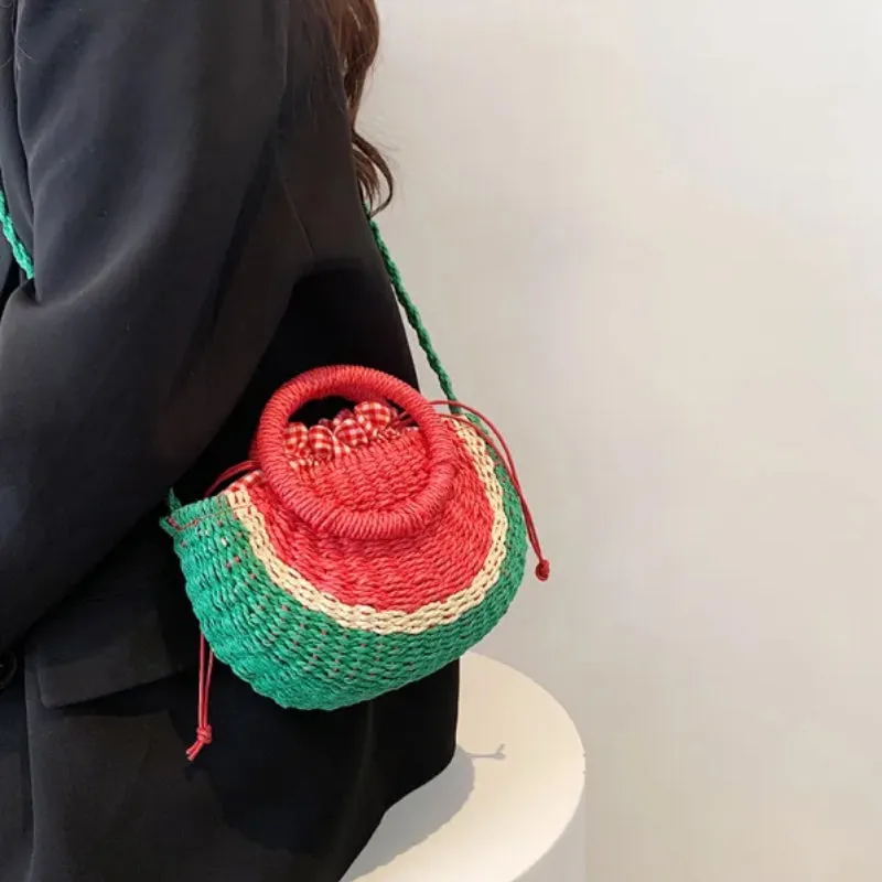 Colorful Shell Woven Straw Bag