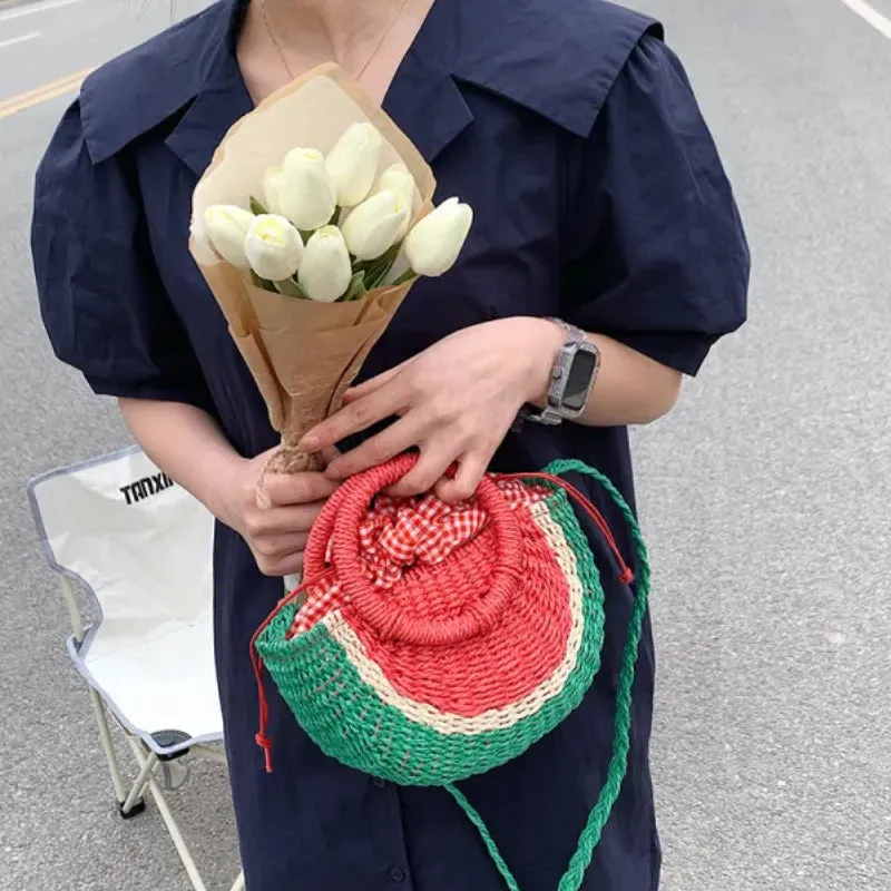 Colorful Shell Woven Straw Bag