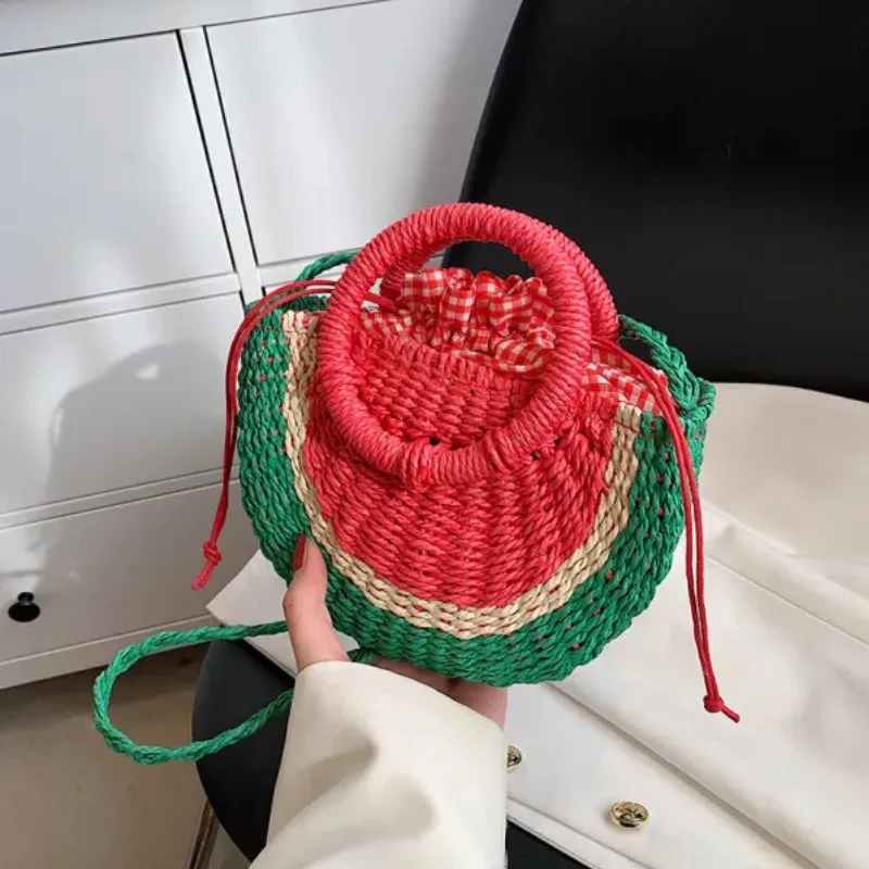 Colorful Shell Woven Straw Bag