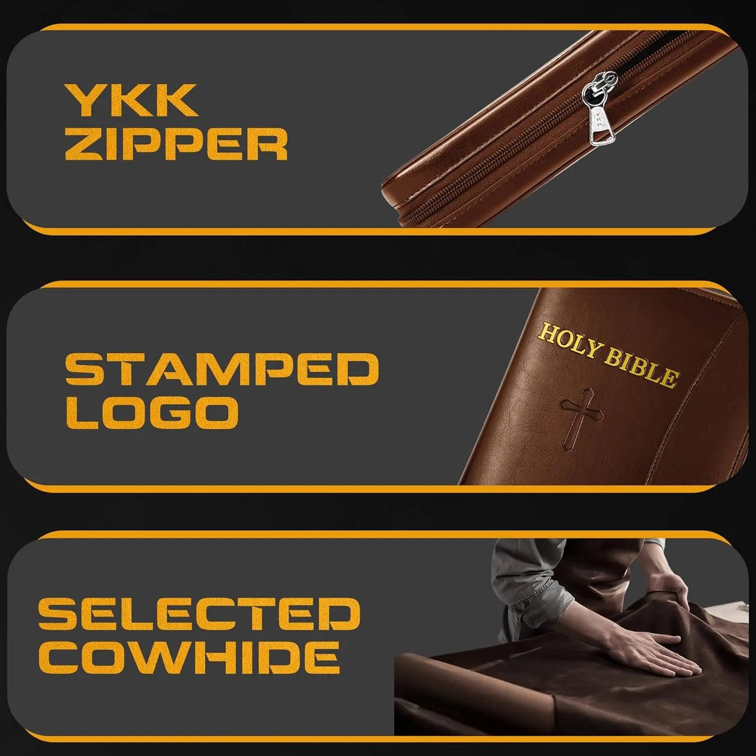 Concealed Carry Holster, Holy Bible Leather Gun Bags, Lockable Soft Pistols Case, Hidden Gun Storage, Book Gun Case for 9mm& Glock&1911 Small Handguns, Perfect Way to Hide Gun