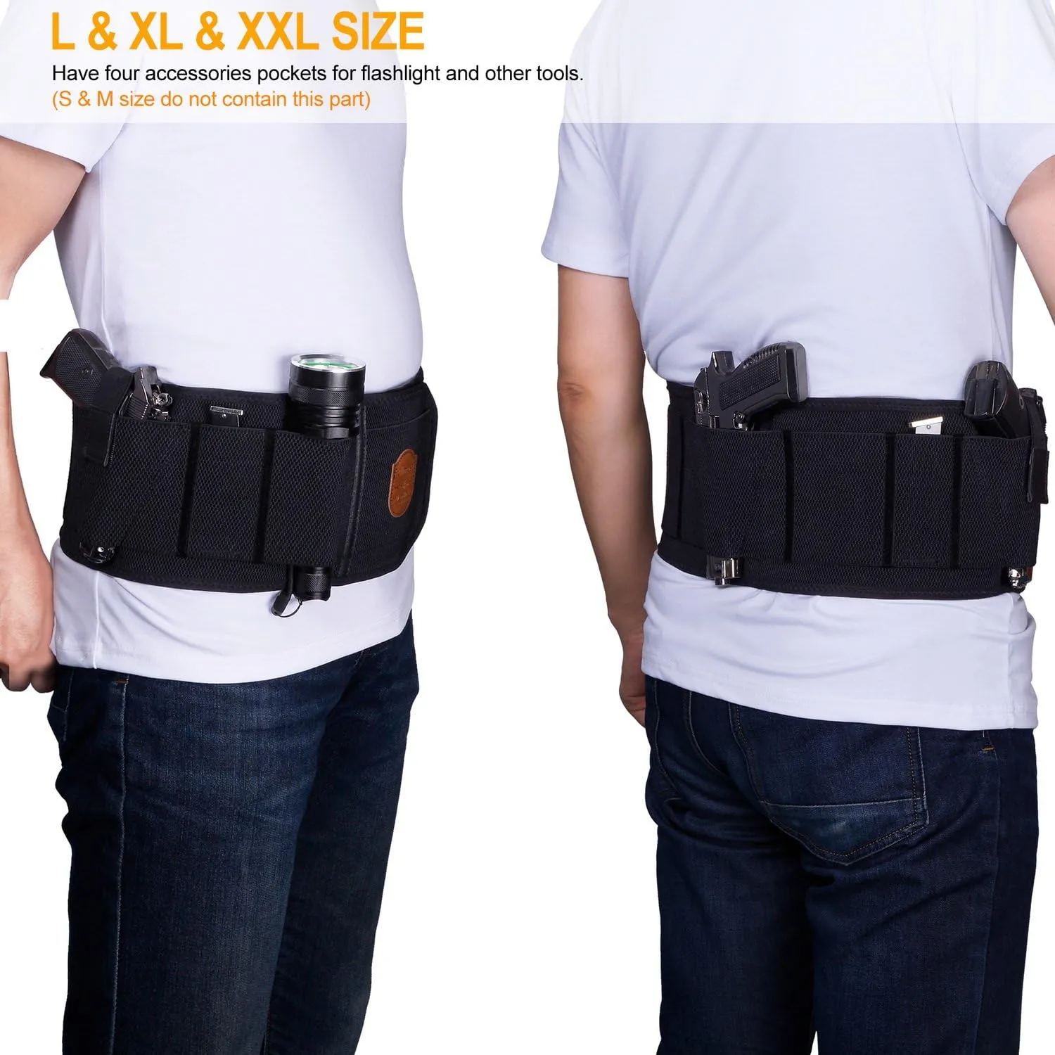 Concealed Carry Holster,Fullmosa Mi Belly Band Holster for Handgun, Hand Gun, Pistol, Waistband IWB Holster with 4 Mag Pouches fit Glock,Ruger,SIG SAUER