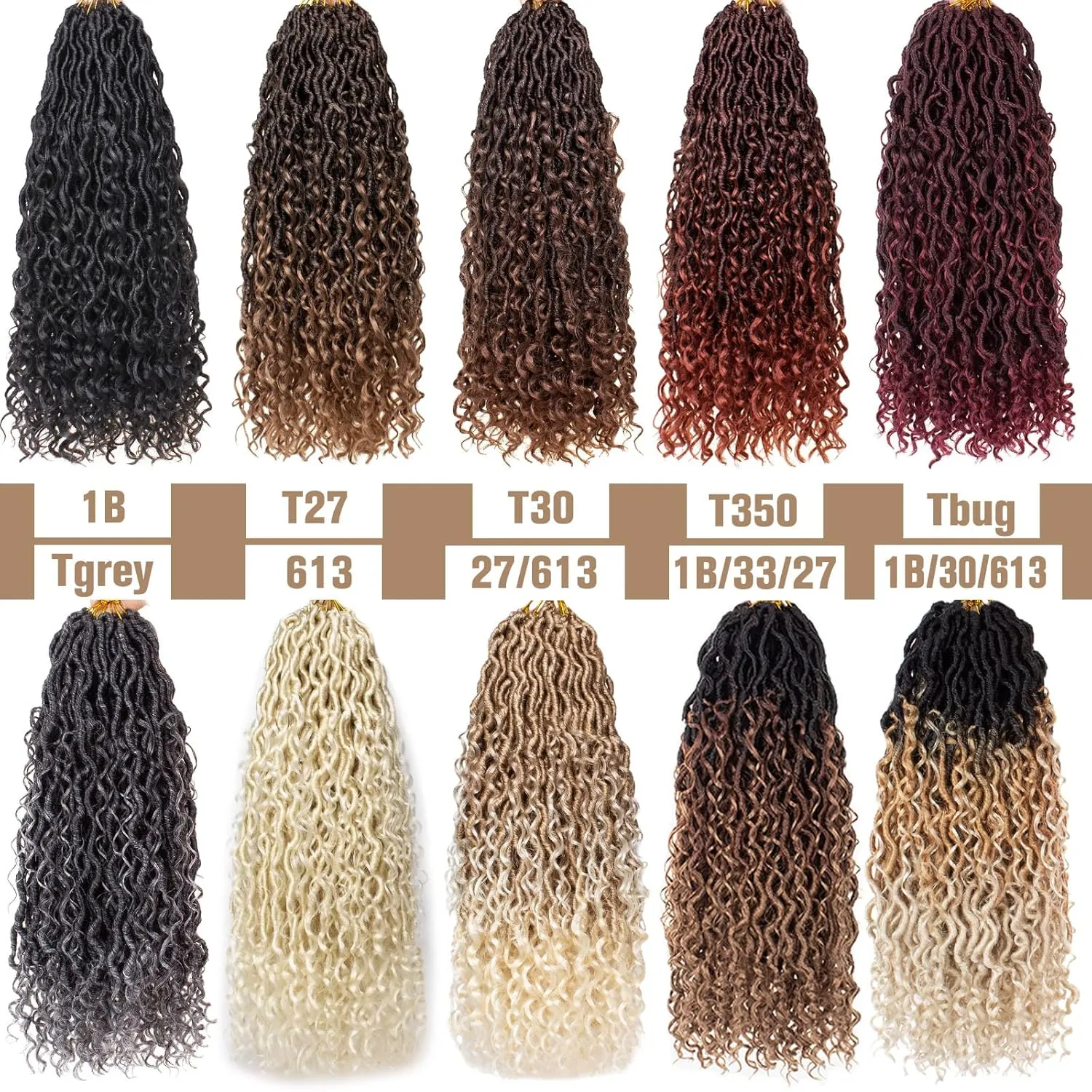 COOKOO 24 Inch Goddess Locs Crochet Hair 8 Packs Blonde Faux Locs Crochet Hair for Black Women Pre Looped River Locs Crochet Hair with Curls Bohemian Locs Synthetic Hair Extensions 27/613#