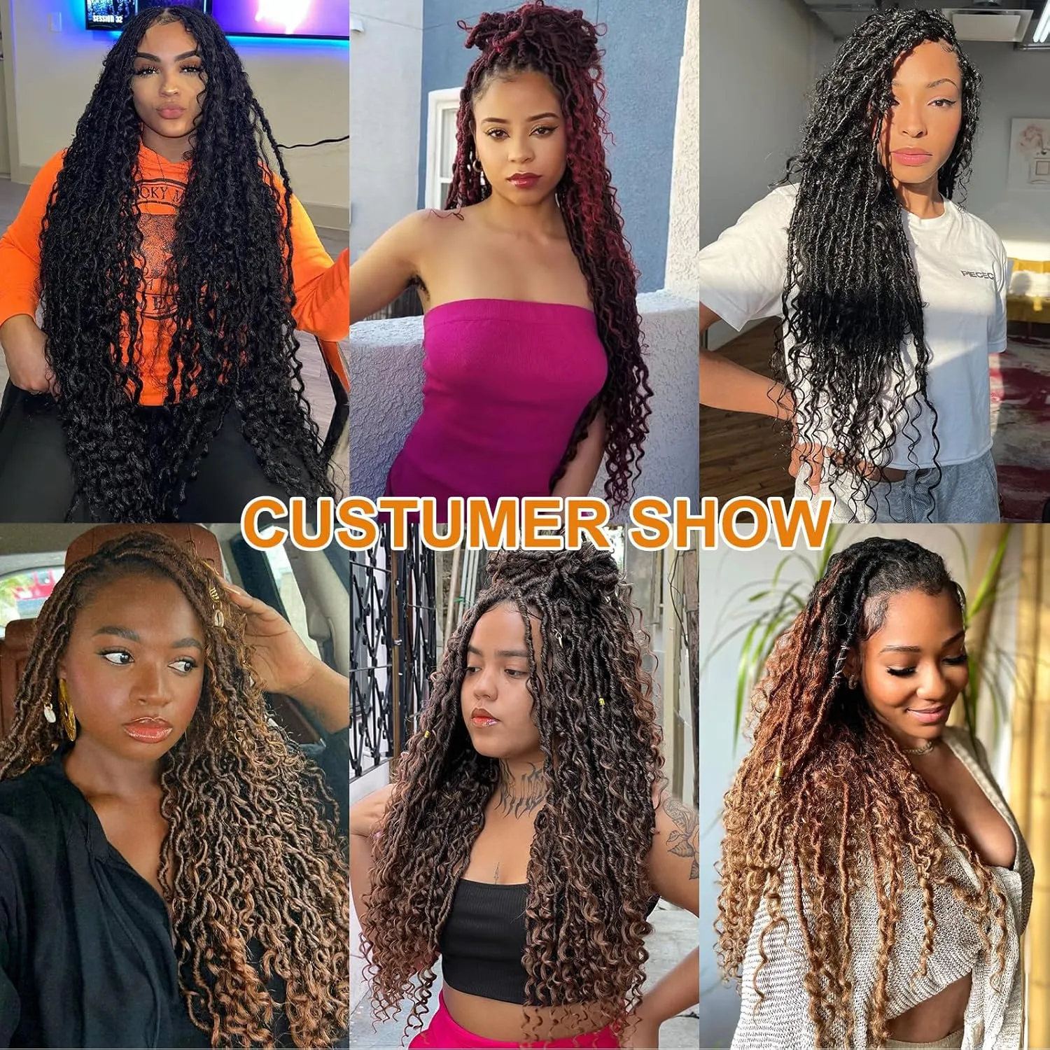 COOKOO 24 Inch Goddess Locs Crochet Hair 8 Packs Blonde Faux Locs Crochet Hair for Black Women Pre Looped River Locs Crochet Hair with Curls Bohemian Locs Synthetic Hair Extensions 27/613#