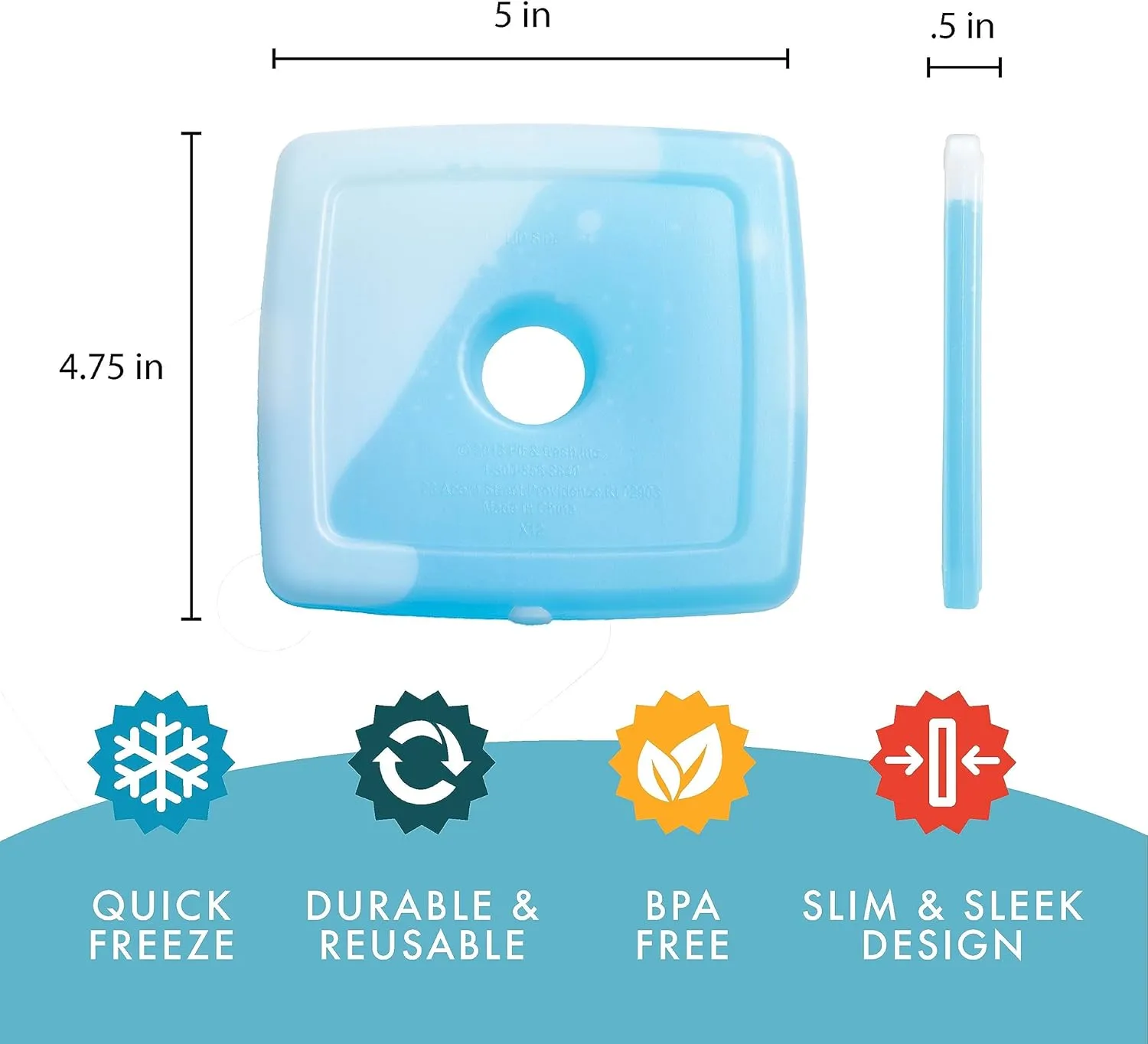 Cool Coolers by Fit   Fresh, Reusable & Long-Lasting Slim Ice Packs, Cold Packs for Lunch Boxes, Ice Packs for Lunch Bags, Blue 12 Pack