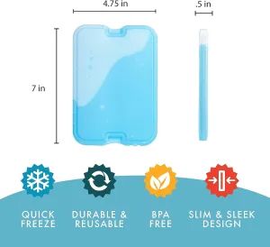 Cool Coolers by Fit   Fresh, Reusable & Long-Lasting XL Slim Ice Packs, Cold Packs for Lunch Boxes, Ice Packs for Lunch Bags. Cooler Accessories for Camping, Beach, Lunch, and Work, 8PK, Clear Blue