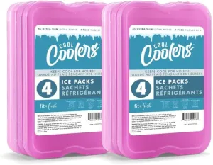 Cool Coolers by Fit   Fresh, Reusable & Long-Lasting XL Slim Ice Packs, Cold Packs for Lunch Boxes, Ice Packs for Lunch Bags. Cooler Accessories for Camping, Beach, Lunch, and Work, 8PK, Purple