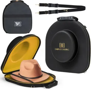 Cowboy Hat Box for Travel | Luxury Vegan Leather Cowboy Hat Travel Case with Carrying Handle, Luggage & Shoulder Straps - Large Hat Carrier for Cowboy, Panama & Tweed Hats