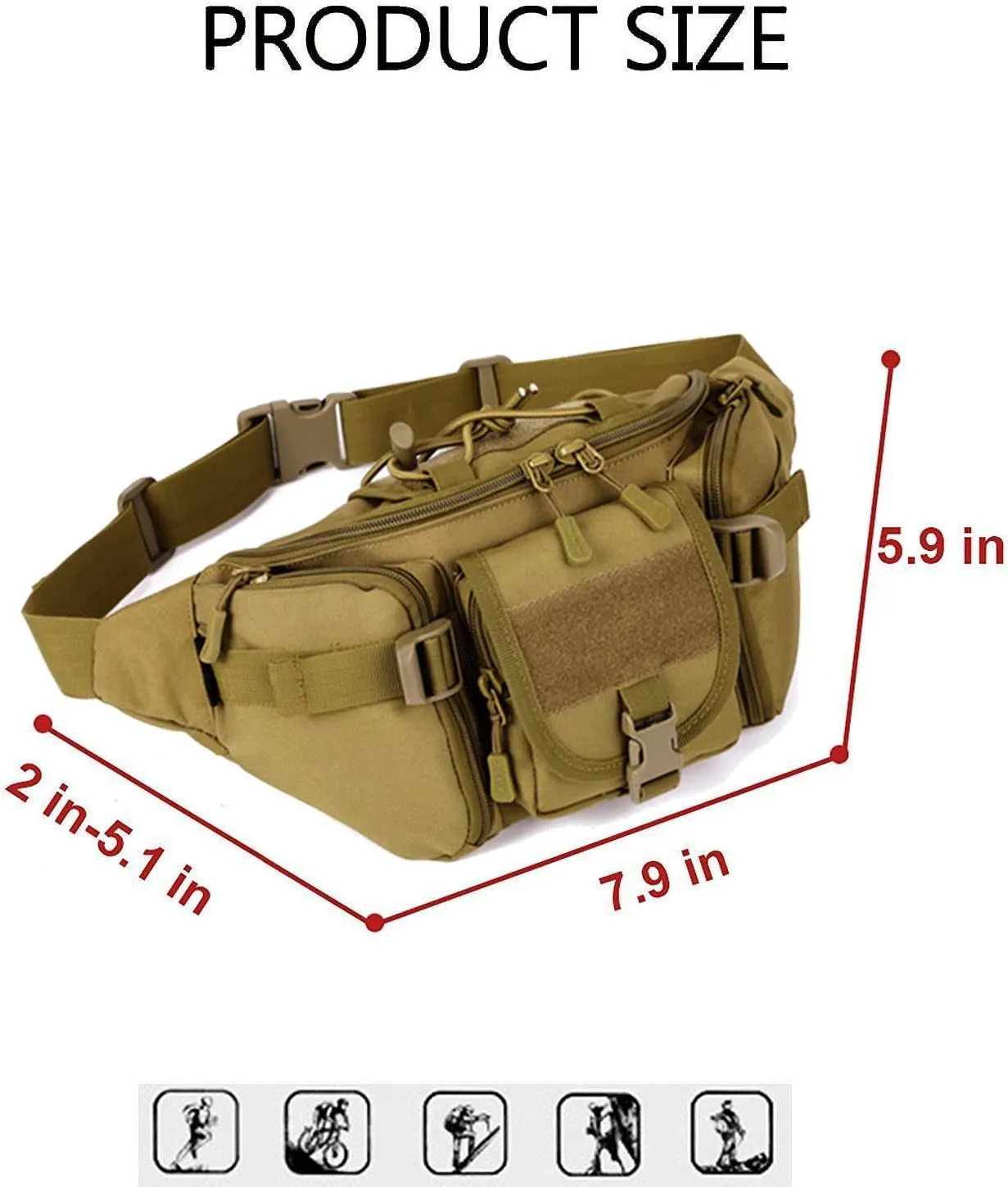 CREATOR Tactical Waist Pack Military Fanny Pack for Men Outdoor Army Waist Bag Large Waist Pack for Daily Life Cycling Camping Hiking Hunting Fishing
