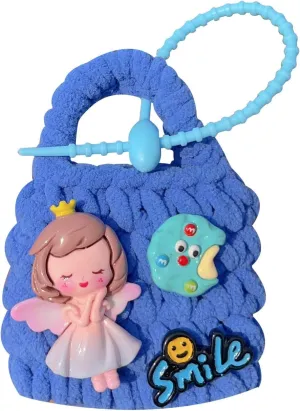 Crochet Wallet 100% Hand-Woven Storage Bag Cute And Funny Coin Purse Women's Bags Handbag Charms(blue bag)