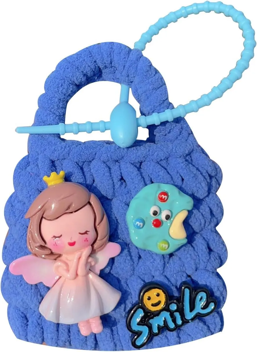 Crochet Wallet 100% Hand-Woven Storage Bag Cute And Funny Coin Purse Women's Bags Handbag Charms(blue bag)